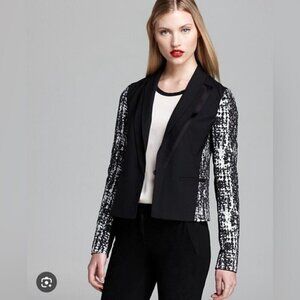 Diane von Furstenberg Black Olena Combo one button Blazer size 6
